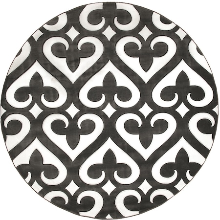 Manmade 7 ft. 10 in. Bristol Heartland Gray Round Rug MA3655530